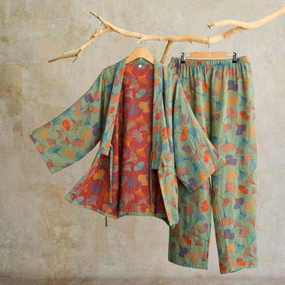 Ownkoti Ginkgo Cotton Gauze Kimono Loungewear Set - image 6