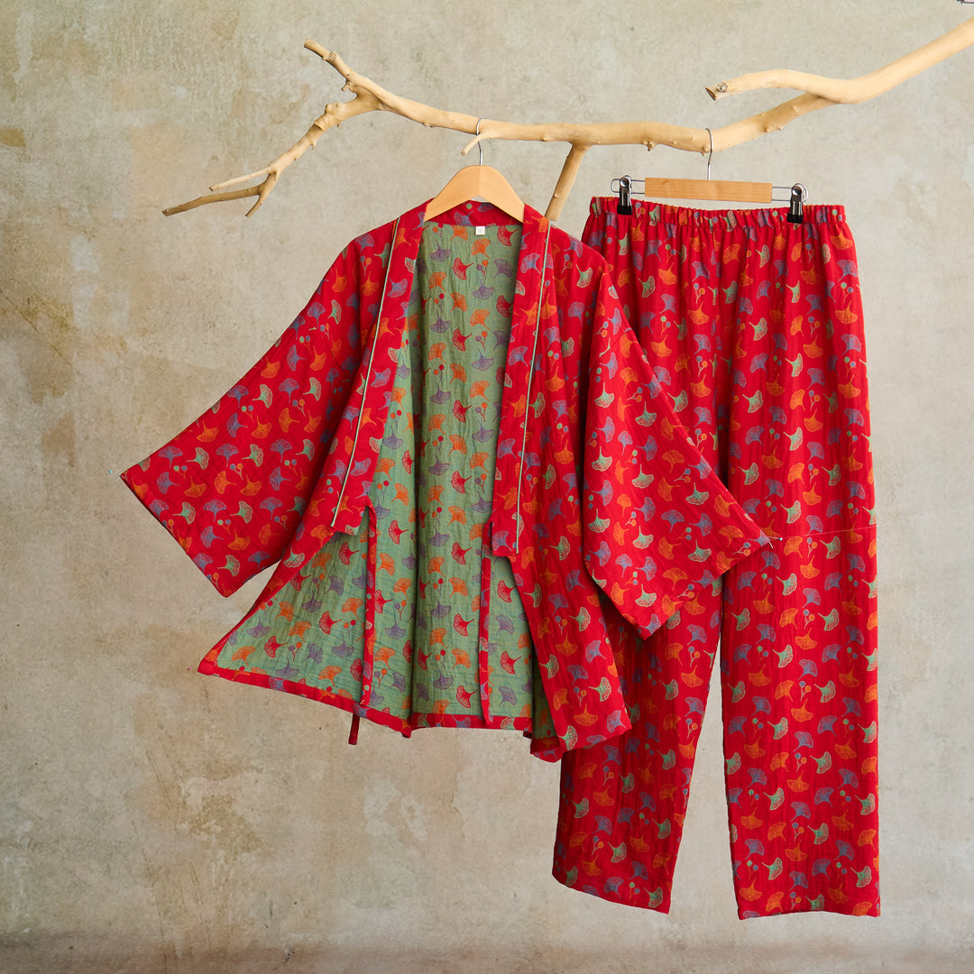 Ginkgo Organic Cotton Kimono Loungewear Set - image 0