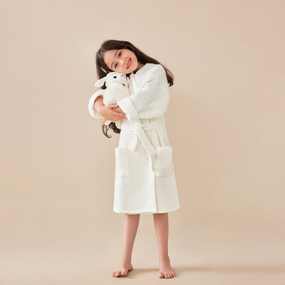 Solid Waffle Weave Cotton Child Bathrobe - image 3