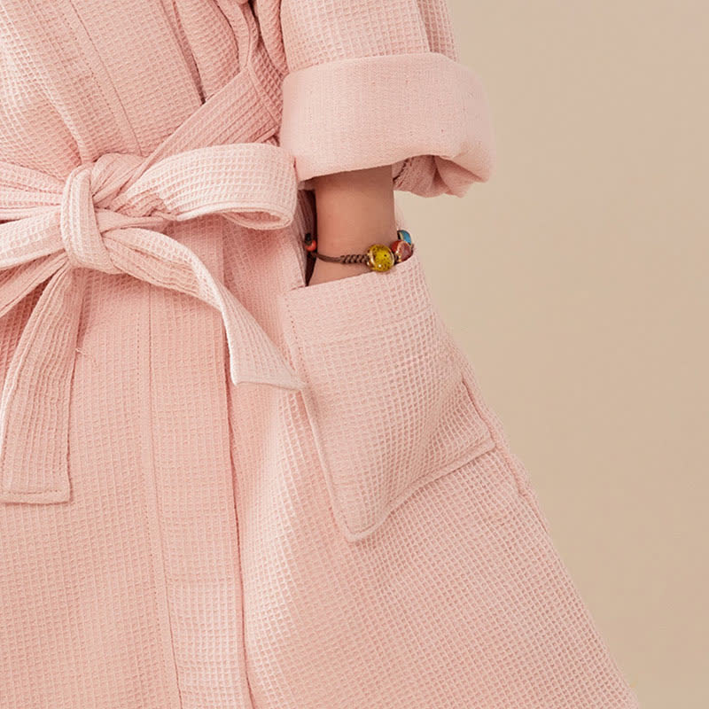 Solid Waffle Weave Cotton Child Bathrobe - image 7