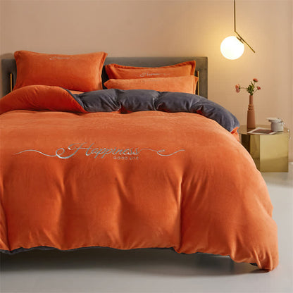 Happiness Embroidered Plush Bedding Set(4PCS) - image 1