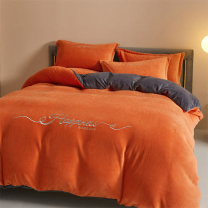 Happiness Embroidered Plush Bedding Set(4PCS) - image 2