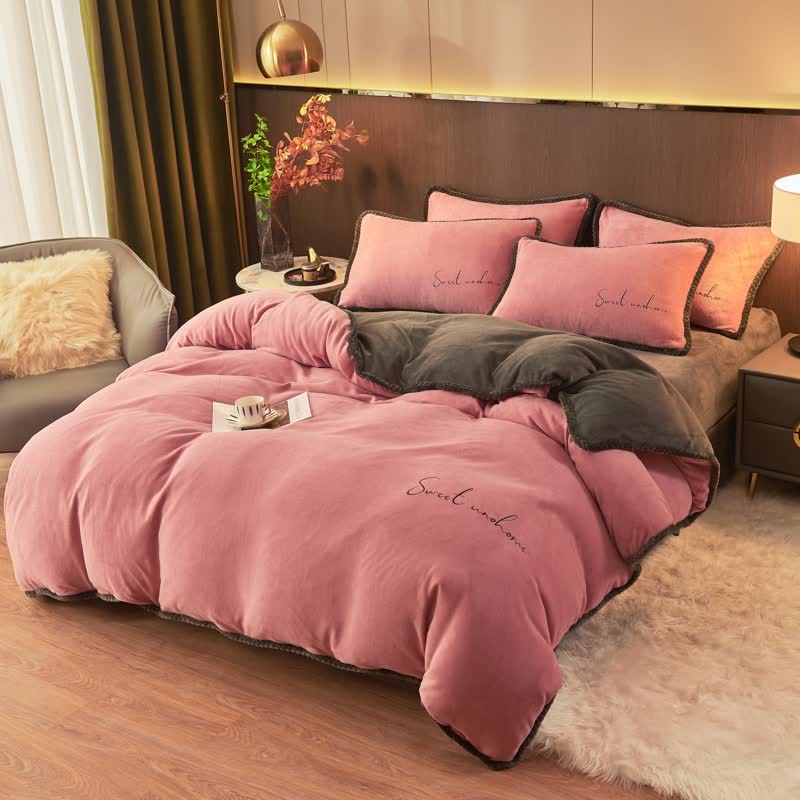 Sweet Home Printed Plush Bedding Set(4PCS) - image 2