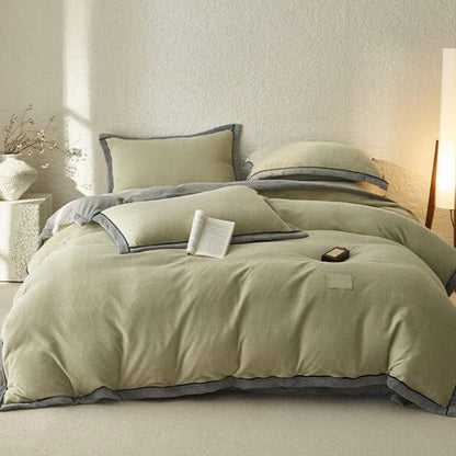 Waffle Textured  Reversible Plush Bedding Set(4PCS) - image 12