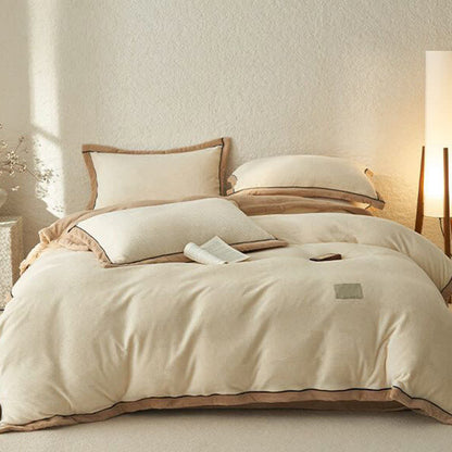 Waffle Textured  Reversible Plush Bedding Set(4PCS) - image 8
