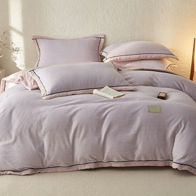 Waffle Textured  Reversible Plush Bedding Set(4PCS) - image 10