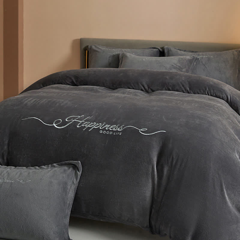 Happiness Embroidered Plush Bedding Set(4PCS) - image 14