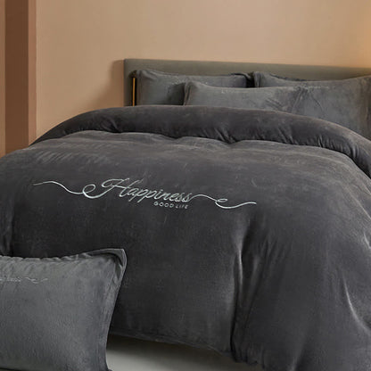Happiness Embroidered Plush Bedding Set(4PCS) - image 14
