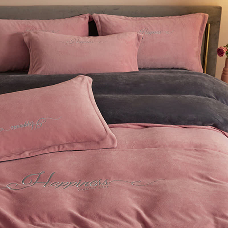 Happiness Embroidered Plush Bedding Set(4PCS) - image 24