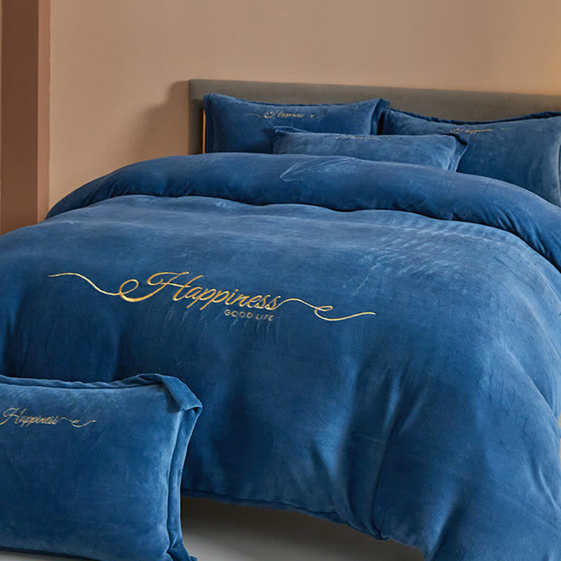 Happiness Embroidered Plush Bedding Set(4PCS) - image 12