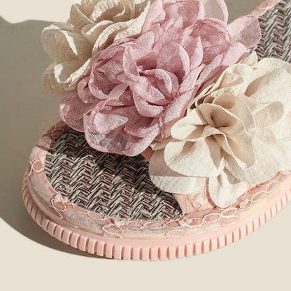 Chiffon Floral Linen House Slippers - image 4