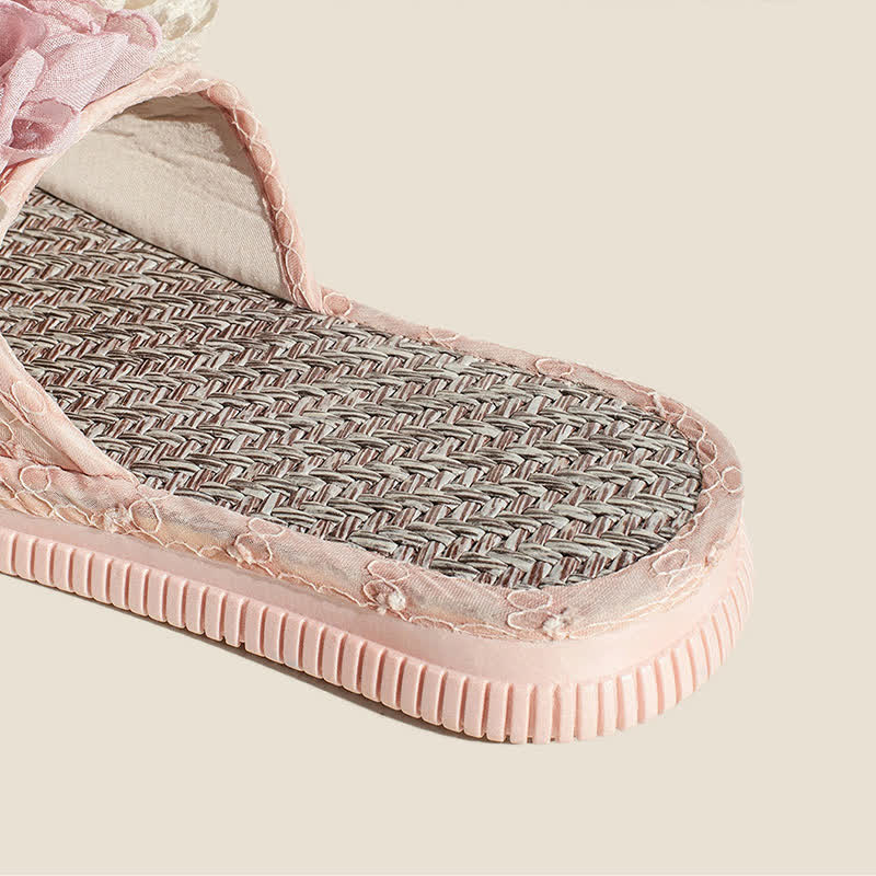 Chiffon Floral Linen House Slippers - image 6