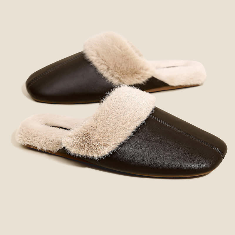 Simple Solid Plush House Slippers - image 10