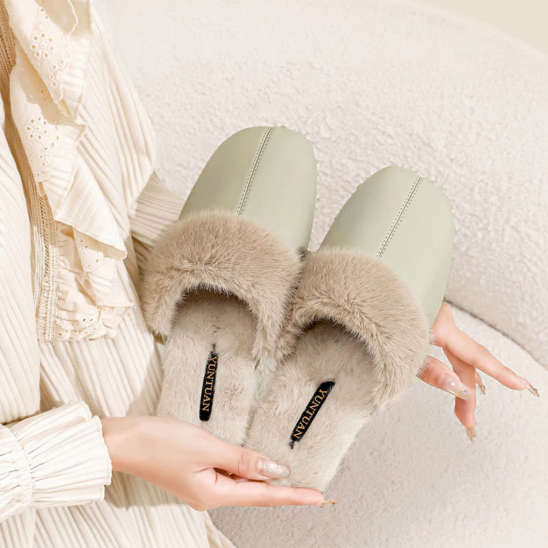 Simple Solid Plush House Slippers - image 3