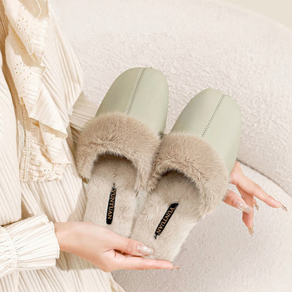 Simple Solid Plush House Slippers - image 3