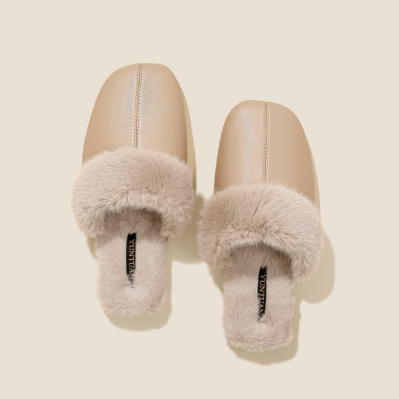 Simple Solid Plush House Slippers - image 5