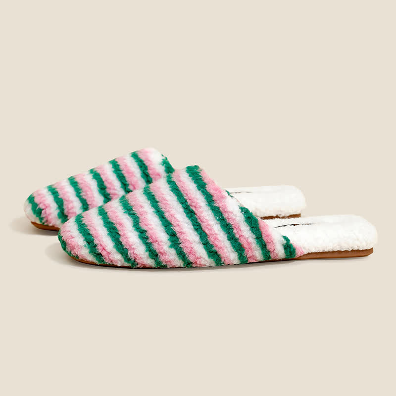 Striped Plush Warm House Slippers - image 8