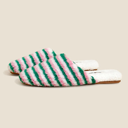 Striped Plush Warm House Slippers - image 8