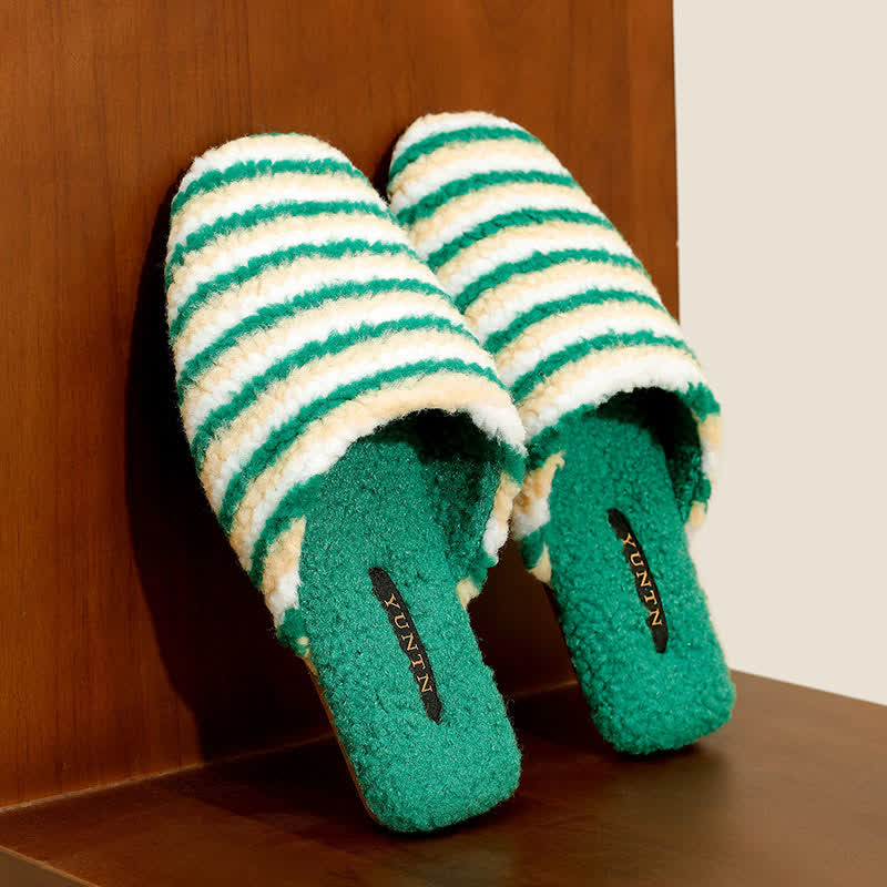 Striped Plush Warm House Slippers - image 4