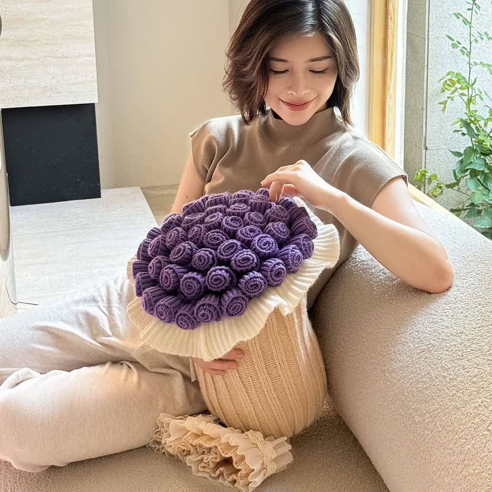 Rose Bouquet Pillow Blanket 2-in-1 - Purple - Flower 8"W x 23"L + Blanket 47"W x 63"L - image 9