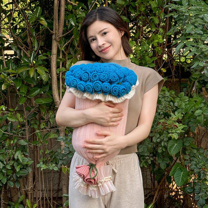 Rose Bouquet Pillow Blanket 2-in-1 - Blue - Flower 8"W x 23"L + Blanket 47"W x 63"L - image 8