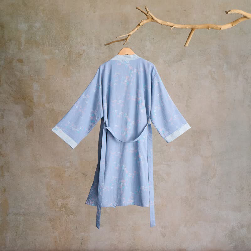 Graceful Plum Blossom Cotton Gauze Kimono Robe - image 1