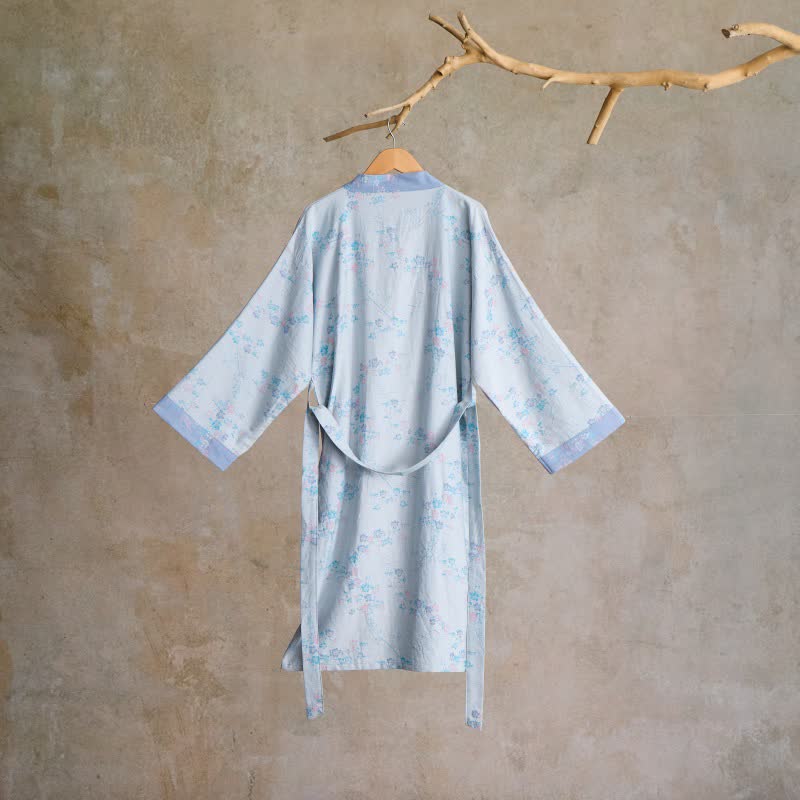 Graceful Plum Blossom Cotton Gauze Kimono Robe - image 7