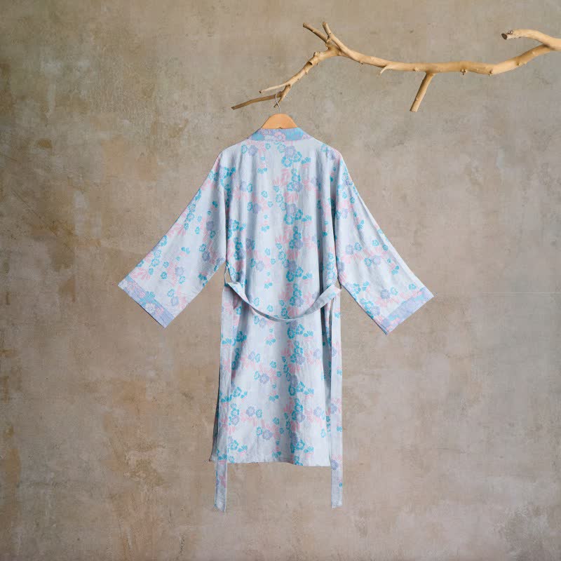 Charming Floral Cotton Gauze Kimono Robe - image 7