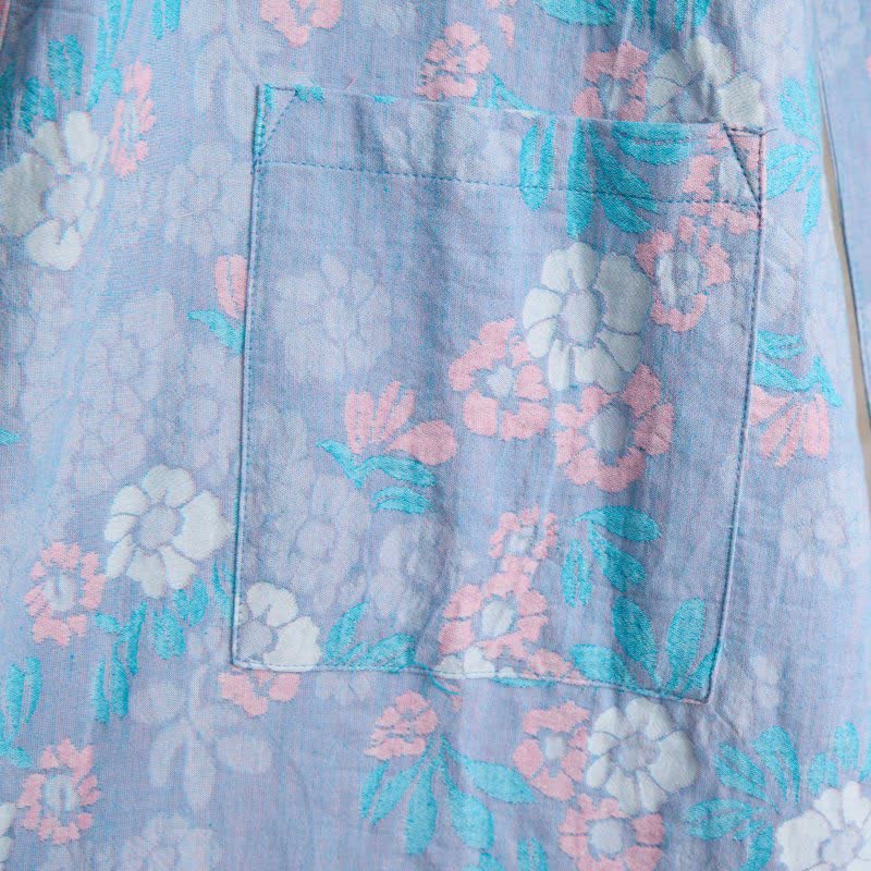 Charming Floral Cotton Gauze Kimono Robe - image 11