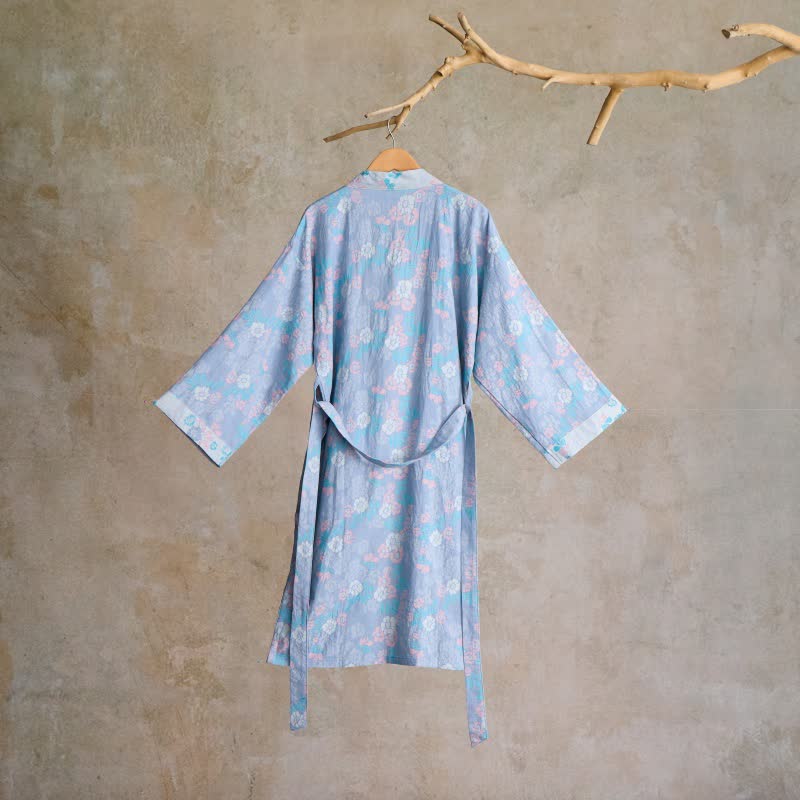 Charming Floral Cotton Gauze Kimono Robe - image 1
