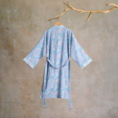 Charming Floral Cotton Gauze Kimono Robe - image 1