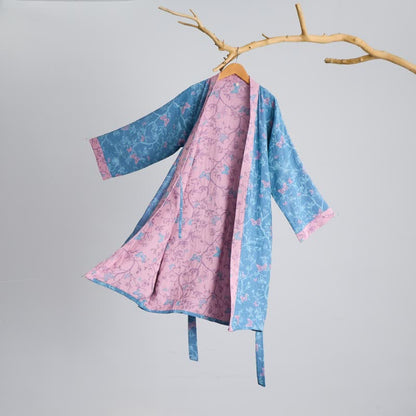Elegant Floral Butterfly Cotton Gauze Kimono Robe - image 2