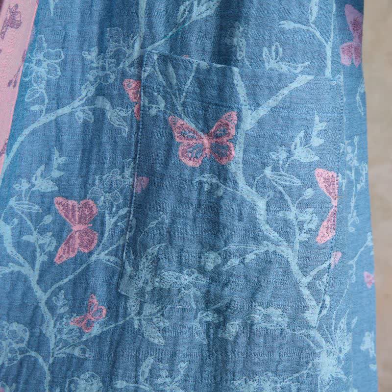 Elegant Floral Butterfly Cotton Gauze Kimono Robe - image 5