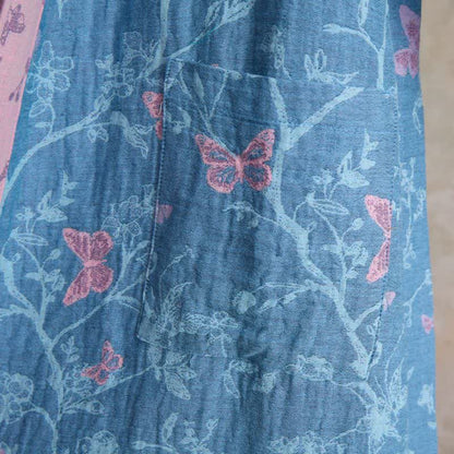 Elegant Floral Butterfly Cotton Gauze Kimono Robe - image 5