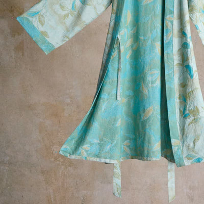 Weekend Escapades Natural Leaf Cotton Gauze Kimono Robe - image 12