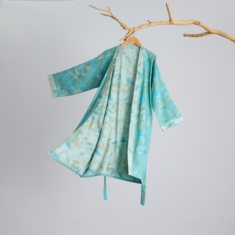Natural Leaf Cotton Gauze Kimono Robe - image 2