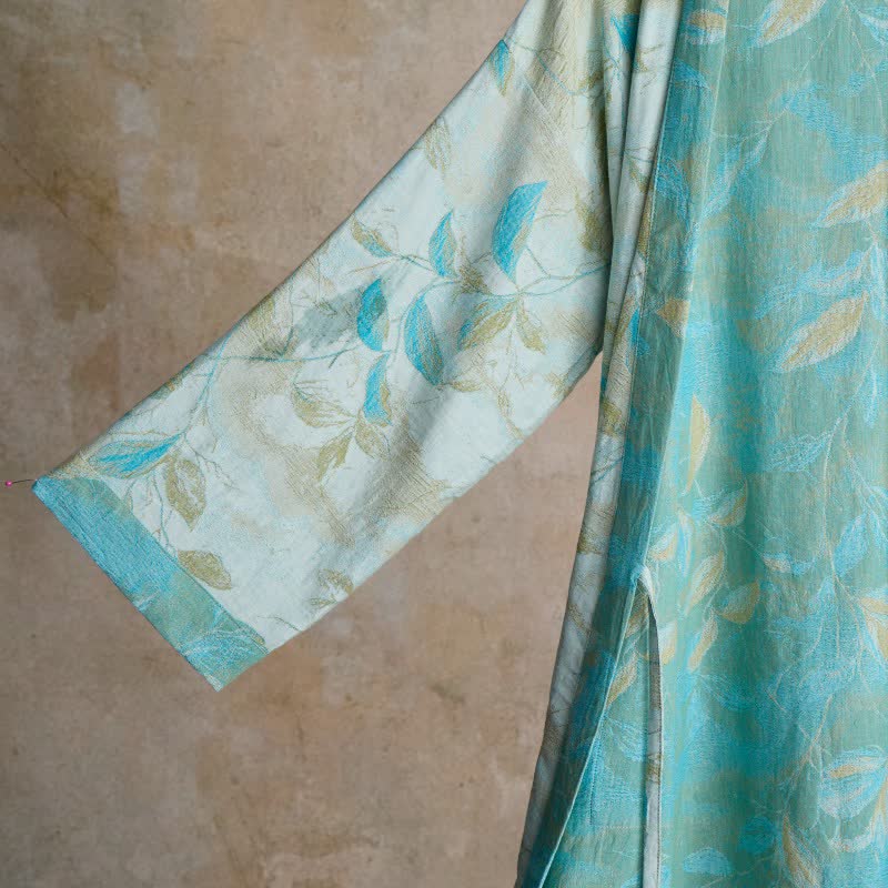Weekend Escapades Natural Leaf Cotton Gauze Kimono Robe - image 11
