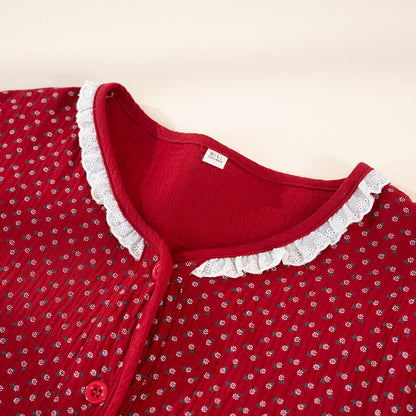 Red Floral Pure Cotton Pajama Set - image 4