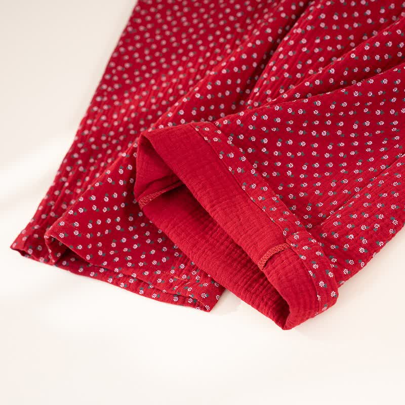 Red Floral Pure Cotton Pajama Set - image 11