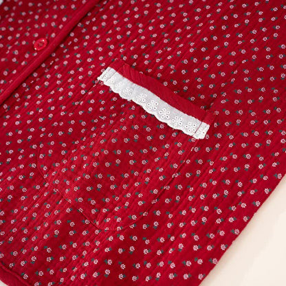 Red Floral Pure Cotton Pajama Set - image 6