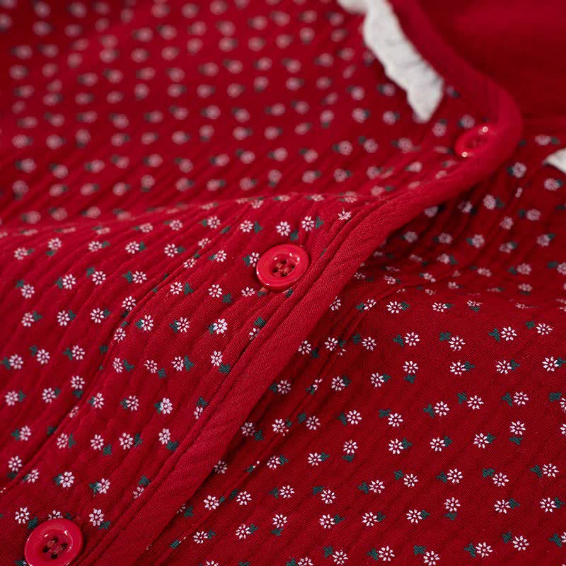 Red Floral Pure Cotton Pajama Set - image 7