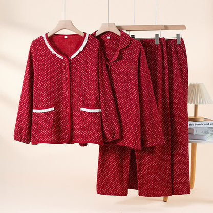 Red Floral Pure Cotton Pajama Set - image 0
