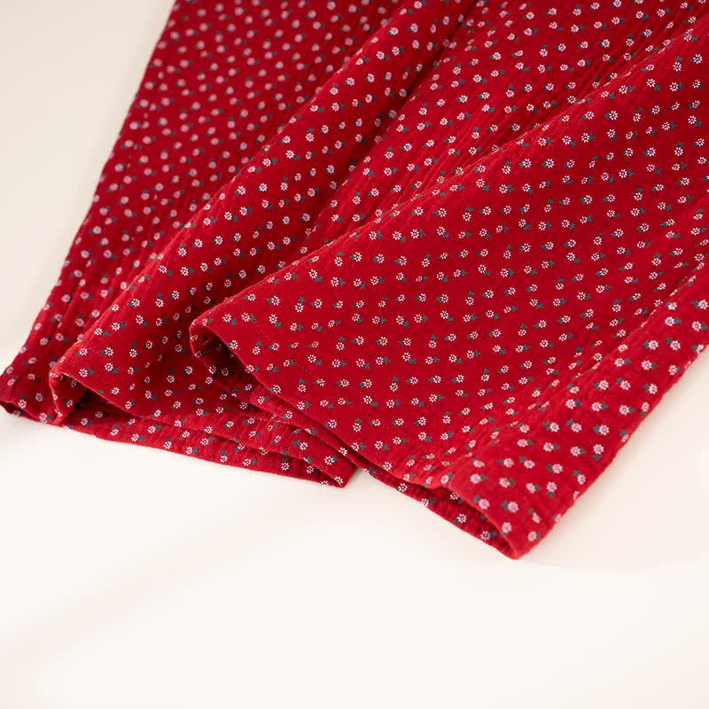 Red Floral Pure Cotton Pajama Set - image 10