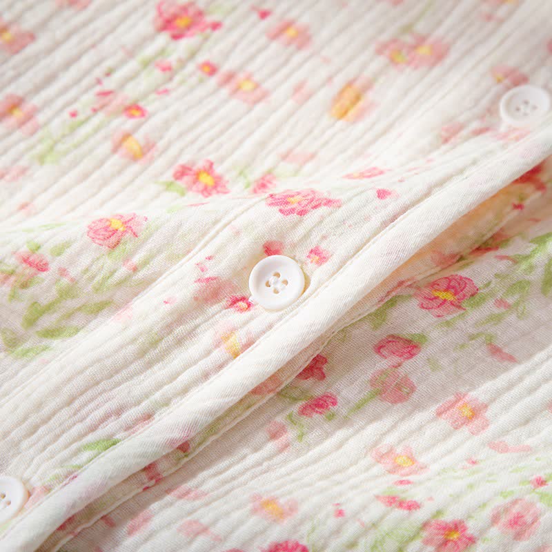 Elegant Begonia Cotton Gauze Pajama Set - image 4