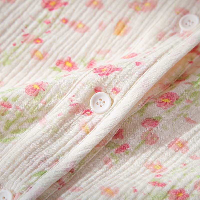 Elegant Begonia Cotton Gauze Pajama Set - image 7