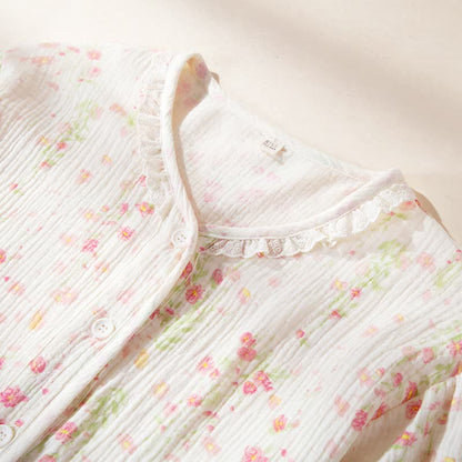 Elegant Begonia Cotton Gauze Pajama Set - image 2