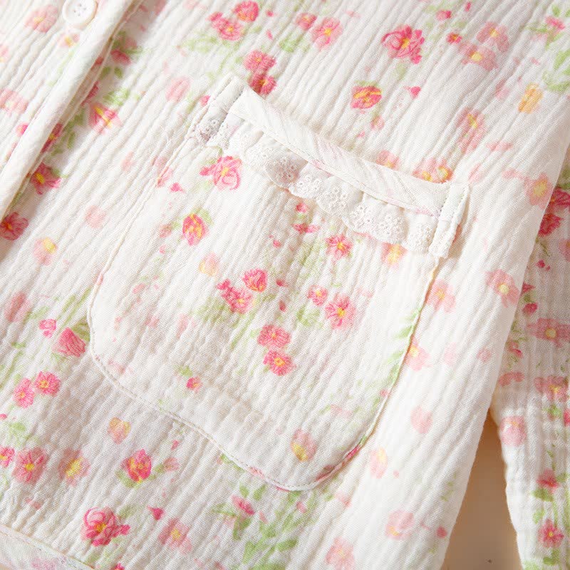 Elegant Begonia Cotton Gauze Pajama Set - image 5