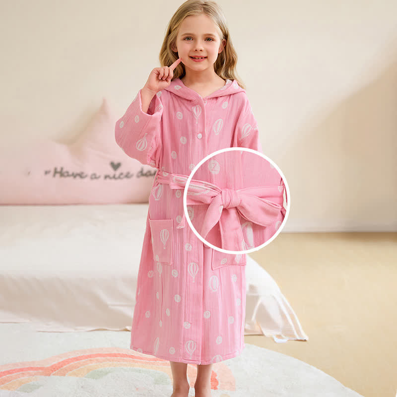 Air Balloon Hooded Cotton Gauze Child Bathrobe - image 3
