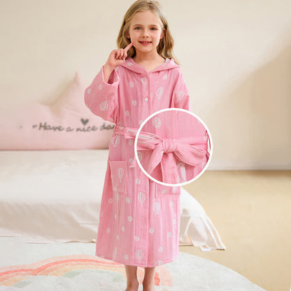 Air Balloon Hooded Cotton Gauze Child Bathrobe - image 3