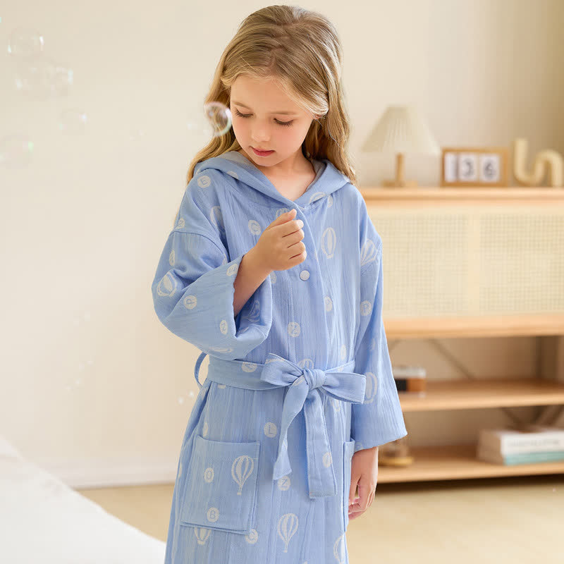 Air Balloon Hooded Cotton Gauze Child Bathrobe - image 6